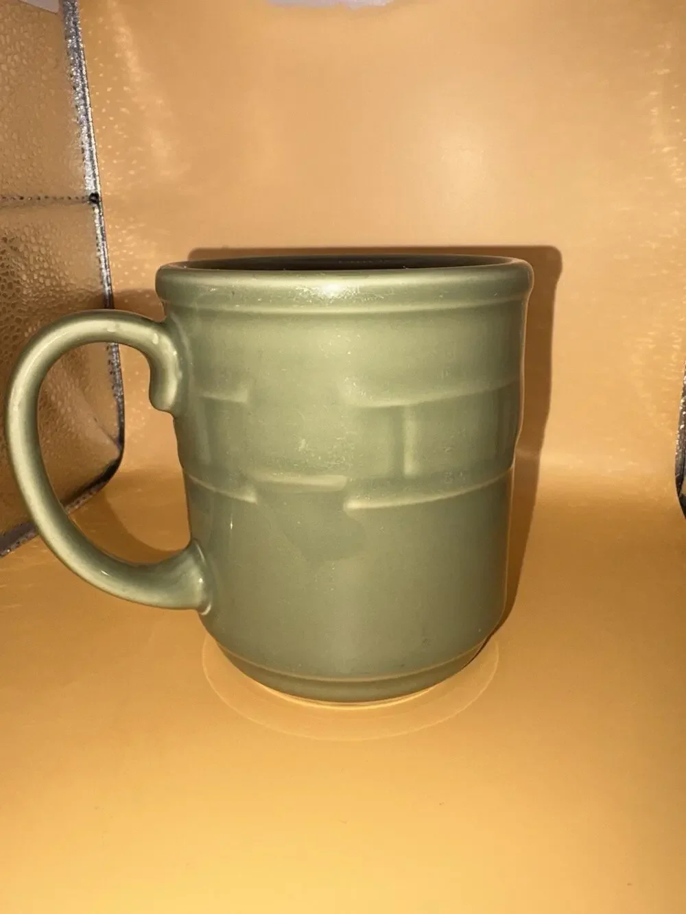 Longaberger Pottery Woven Traditions Sage Green Coffee Mug Cup - Retired - USA